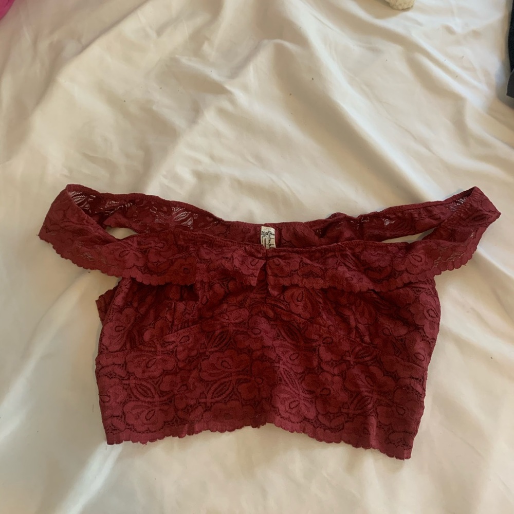 Maroon off the shoulder free people shirt